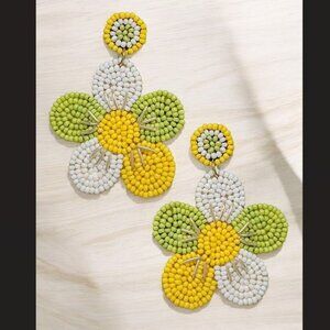 HANDMADE ~ Flower Seed Bead Earrings ~ NEW